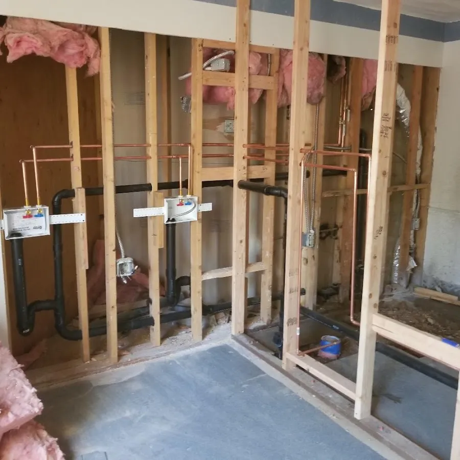 Copper pipe rough-in and plumbing installation in Bethel